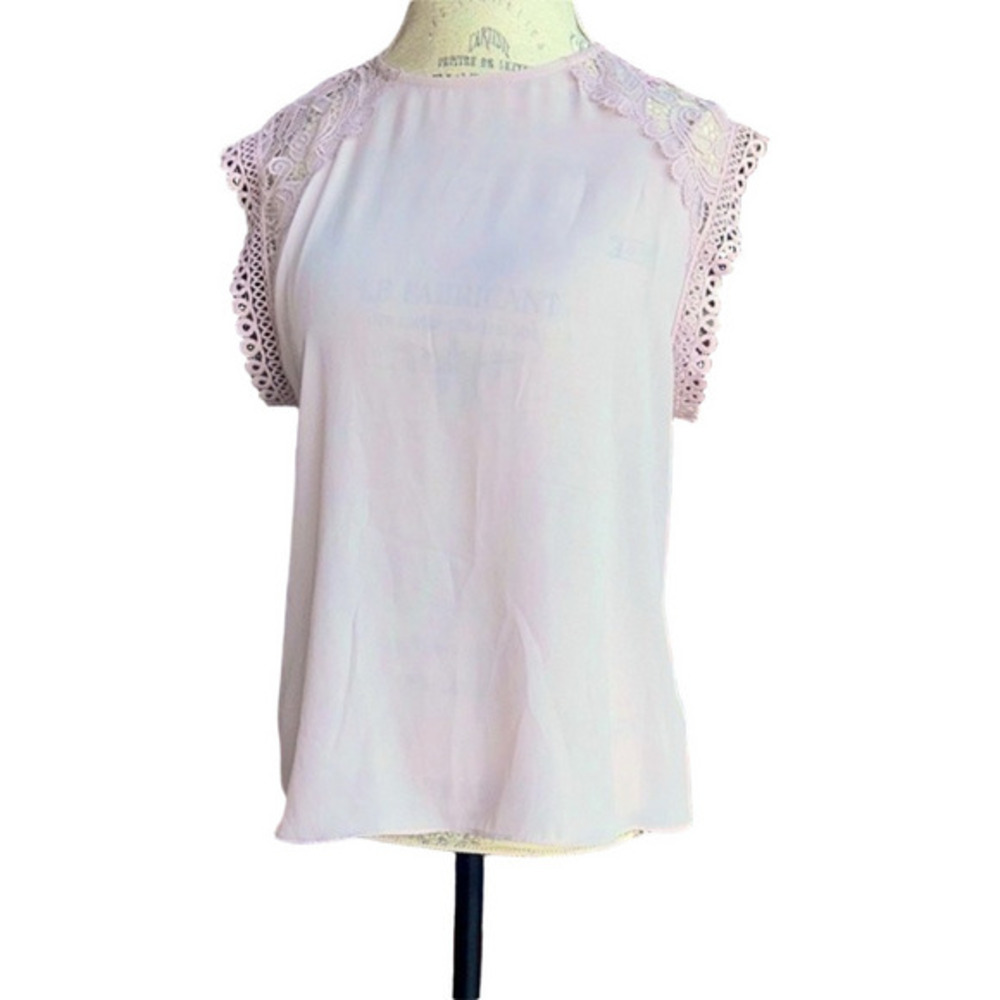 Elegant Lace Trim Pink Top   PM2